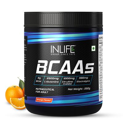 INLIFE BCAAS Powder - Orange Flavour 250 gm - Bcaa Supplements
