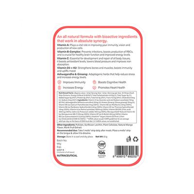 Wellbeing Nutrition Melts Complete Multivitamin with 100% RDA of Vitamin A, B-Complex, Vitamin C D3 + K2 (30 Strips) - Multi-Vitamins