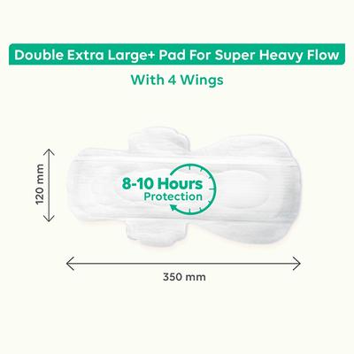 LAIQA Double Extra Large Plus (350mm) Heavy Flow Night Sanitary Pads For Women with Wider Back (120mm) XXL Pads + 2 Pantyliners 9's - Others