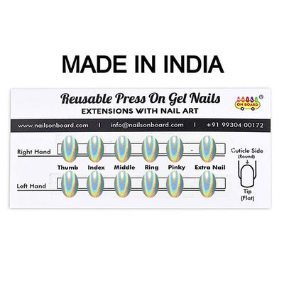 Handmade Press On Gel Nails - Holographic Sea Green 50 gm - Nail Polish