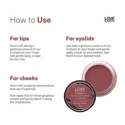 Love Earth Lip Tint & Cheek Tint Multipot-Never Look Back - Ruby Pink 8 gm (N) - Lip Stains & Tints