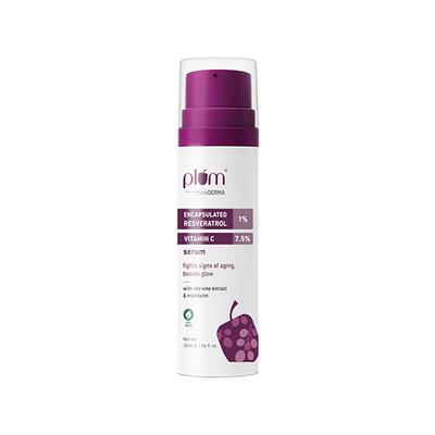 Plum Thinkderma 1% Encapsulated Resveratrol & 7.5% Vitamin C Face Serum Boosts Glow 30ml - Face Serum
