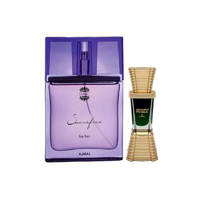 Ajmal Sacrifice For Her EDP Floral Musky Perfume And Jannatul Firdaus Concentrated Perfume Oil Oriental 60 ml - Perfumes (Edt/Edp)