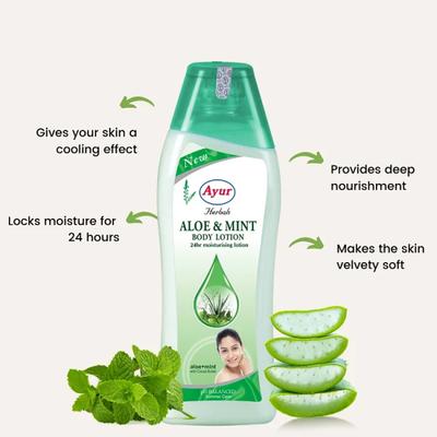 Ayur Herbals Aloe & Mint Body Lotion 200 ml - Personal Care (Ayush)