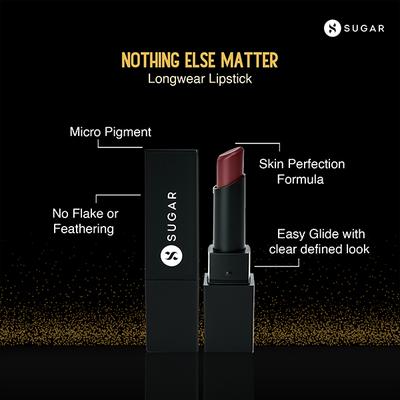 SUGAR Cosmetics Nothing Else Matter Longwear Lipstick - 12 Teak Over (Purple Brown Brown Burgundy) 3.2 gm - Lipsticks