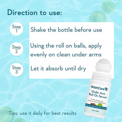 WishCare Under Arm Roll On Serum - 5% AHA, 3% Kojic Acid - Aqua Fresh 50 ml - Deodorants/Roll-Ons