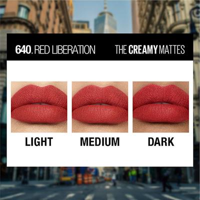 Maybelline New York Color Sensational Creamy Matte Lipstick, 640 Red Liberation 3.9 gm - Lipsticks