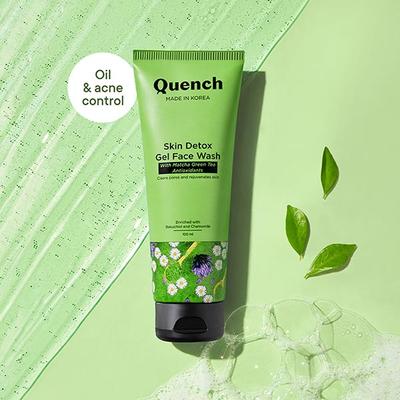 Quench Botanics Matcha Green Tea Face Wash Detoxifies and Purifies Skin for Oil & Acne Control 100 ml - Scrubs & Exfoliants