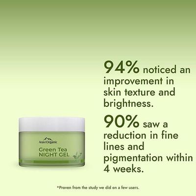 Aravi Organic Green Tea Night Gel Moisturizer For Overnight Hydration - Anti-Aging Oil Free 50 ml - Night Cream