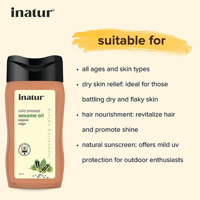 Inatur Pure & Cold Pressed Oil - Sesame (Til Oil) 100 ml - Massage Oils