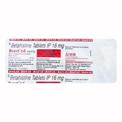 Bvert 16mg Tablet 10'S - Vertigo-Ant