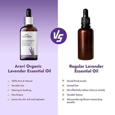 Aravi Organic Lavender Essential Oil 100% Pure Oil 15 ml - Essential Oils