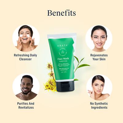 Arata Natural Purifying Face Wash Rejuvenating Daily Cleanse 150 ml - Face Washes
