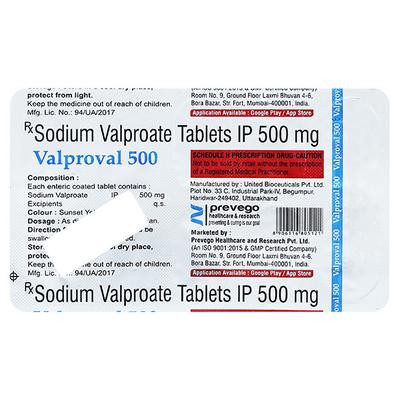 VALPROVAL 500 Tablet 10's - Epilepsy/Convulsion-Ant