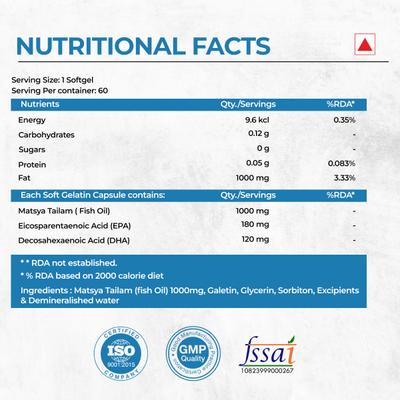 Herbal Max Omega 3 Soft Gelatin Capsule 60's - Omega Fish Oil Fatty Acids