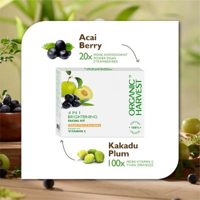 Organic Harvest 4-IN-1 Brightening Facial Kit Kakadu Plum & Acai Berry Enriched With Vitamin C 1's - Facial Kits