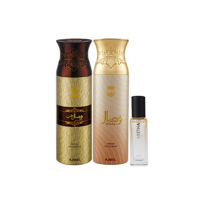 Ajmal Wisal Dhahab & Wisal Deo & Aretha EDP Pack of 3 20 ml - Women Perfumes (Edt/Edp)