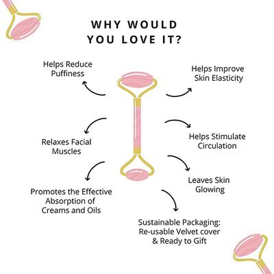 Bronson Professional Rose Quartz Facial Massage Roller 1's - Derma Rollers