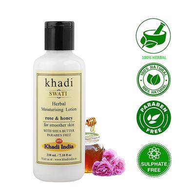 Khadi Swati Herbal Moisturising Lotion - Rose & Honey 210 ml - Face Moisturizers