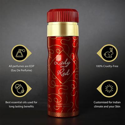RiiFFS Lady In Red Deodorant For Women, , Perfume Body Spray 200 ml - Women Deodorants/Roll-Ons