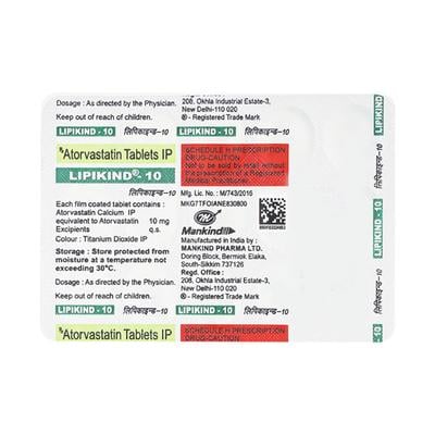 LIPIKIND 10mg Tablet 15's - High Cholesterol-Dys
