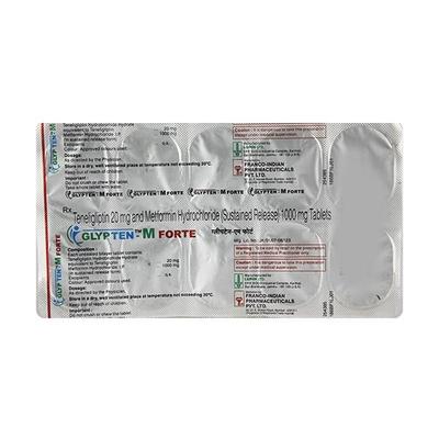 Glypten M Forte 20/1000mg Tablet 10'S - Diabetes-Ant