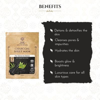 Khadi Essentials Ayurvedic Charcoal Sheet Mask For Spot Removal & Hydrated Skin (Pack of 3) 100 gm - Sheet Masks