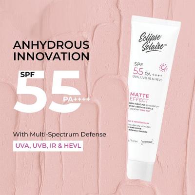 Eclipse Solaire Matte Effect Suncreen SPF 55 PA++++ UVA, UVB, IR & HEVL Cream 40 g - Face Sunscreen