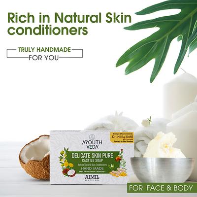 Ayouthveda Delicate Skin Pure Castile Soap 110 gm - Hand Wash & Soaps