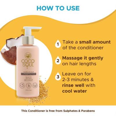 Coco Soul Conditioner - Hair + Scalp -With Coconut & Ayurveda- Paraben & Sulphate Free 200ml - Conditioners