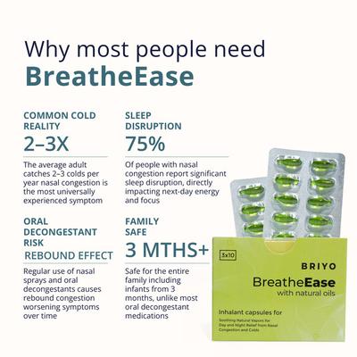 Briyo Breatheease Inhalant Capsules 10's - Nasal Decongestion