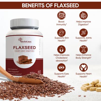 Herbal Max Flaxseed Capsules 60's - Omega Fish Oil Fatty Acids