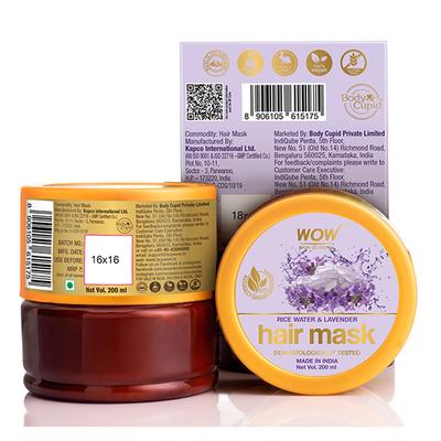 WOW Skin Science Rice Hair Mask with Rice Water, Rice Keratin & Lavender Oil 200 ml - Hair Masks & Packs