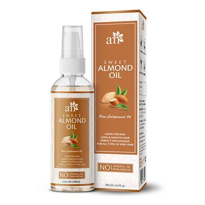 AromaMusk 100% Pure Cold Pressed Sweet Almond Oil For Massage, Skin, Under Eye & Hair 100 ml - Hair Oils