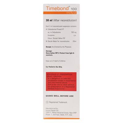 TIMEBOND 100 ORANGE + LEMON FLAVOUR Dry Syrup 30ml - Bacterial Infections-Cep