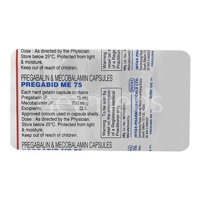Pregabid ME 75mg Capsule 15'S - Neuropathic Pain-Dru