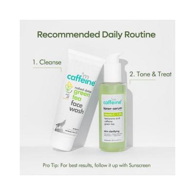 mCaffeine Quick Glow Green Tea Kit with Vitamin C for Glowing Skin Face Wash, Toner Serum Set of 2 250 ml - Face Gels