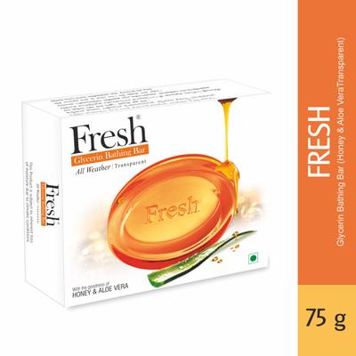 Fresh Glycerin All Weather Bathing Bar - Honey and Aloe Vera (Orange) 75 g - Soaps