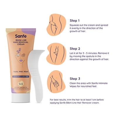 Sanfe Bikini Line Hair Removal Cream - Lavender & Aloe Vera 50 gm - Shaving & Hair Removal