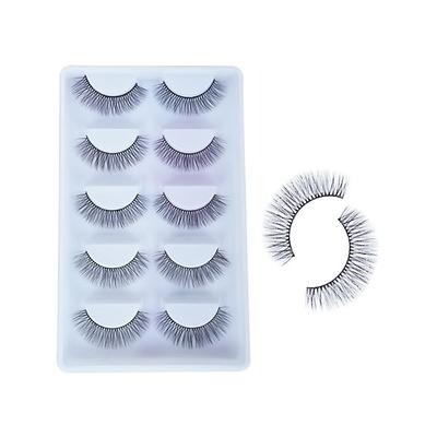 Bronson Professional False Eyelashes Set of 5 Pair 6D Long and Natural 211 Fake False Lashes 1's - Eyelashes