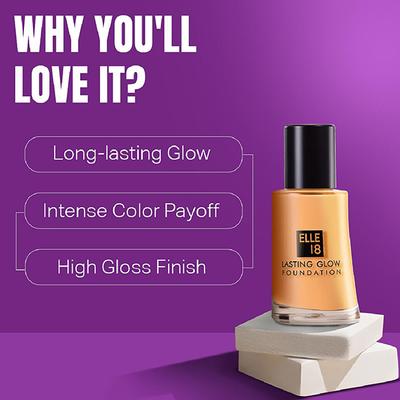 Elle 18 Lasting Glow Foundation, 02 Marble for Fair To Wheatish Skin 27ml - Foundation