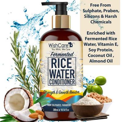 WishCare Fermented Rice Water Conditioner - Strength &rowth Formula - For Dry & Frizzy Hair - Free from Mineral Oils 300 ml - Conditioners