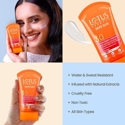 Lotus Herbals Safe Sun Sun Block Cream Pa++ Spf-30 100 Gm - Face Sunscreen
