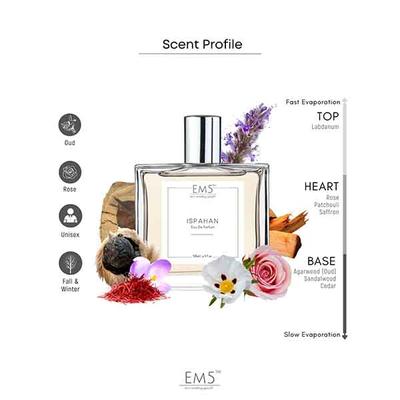 EM5 Ispahan Unisex Perfume - Oud Rose Woody Warm Spicy, Eau de Parfum Spray for Men & Women 50 ml - Men Perfumes (Edt/Edp)
