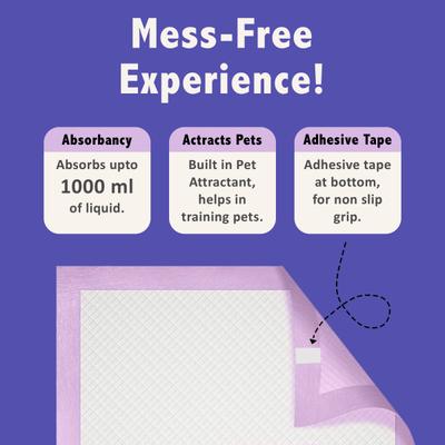 Purple Tails Pet Training Pads (90 x 60) (Pack of 10) - Pet accessories