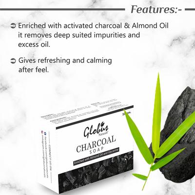 Globus Naturals Charcoal Soap (Pack of 4) 400 gm - Soaps