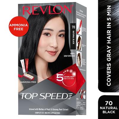 Revlon Top Speed Ammonia Free Hair Color Woman-70 Natural Black (40gm+40gm+15ml) 1's - Crème