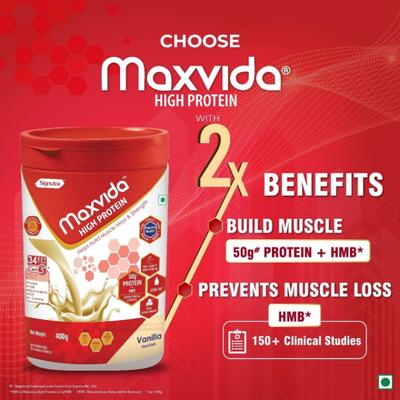 Maxvida High Protein Powder - Vanilla Flavour (Jar) 400 g - Protein Drink
