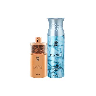 Ajmal Shine EDP Floral Powdery Perfume And Avid Homme Deodorant Aquatic Woody Fragrance 275 ml - Perfumes (Edt/Edp)