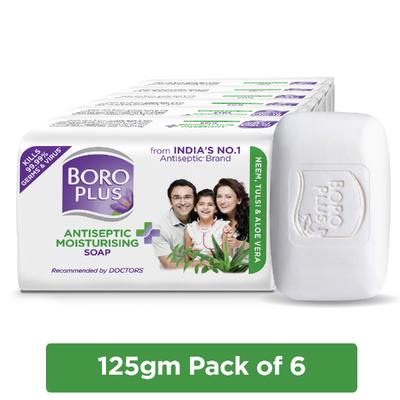 Boro Plus Antiseptic Moisturising Soap - Neem, Tulsi & Aloe Vera (Pack of 6 x 125 gm) - Personal Care (Ayush)